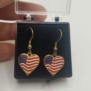 USA flag heart earrings